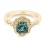 18k Yellow Gold 18k Yellow Gold Custom Blue-green Montana Sapphire And Diamond Engagement Ring - Flat View -  104785 - Thumbnail