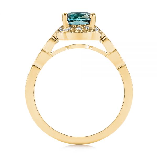 18k Yellow Gold 18k Yellow Gold Custom Blue-green Montana Sapphire And Diamond Engagement Ring - Front View -  104785