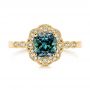 14k Yellow Gold 14k Yellow Gold Custom Blue-green Montana Sapphire And Diamond Engagement Ring - Top View -  104785 - Thumbnail