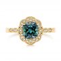 18k Yellow Gold 18k Yellow Gold Custom Blue-green Montana Sapphire And Diamond Engagement Ring - Top View -  104785 - Thumbnail