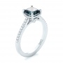 18k White Gold 18k White Gold Custom Blue-green Sapphire And Diamond Engagement Ring - Three-Quarter View -  103590 - Thumbnail