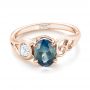 18k Rose Gold 18k Rose Gold Custom Blue-green Sapphire And Diamond Engagement Ring - Flat View -  103450 - Thumbnail