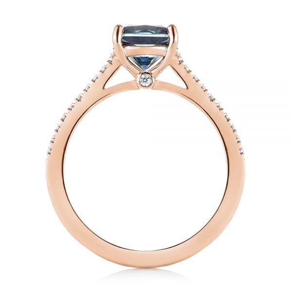 14k Rose Gold 14k Rose Gold Custom Blue-green Sapphire And Diamond Engagement Ring - Front View -  103590