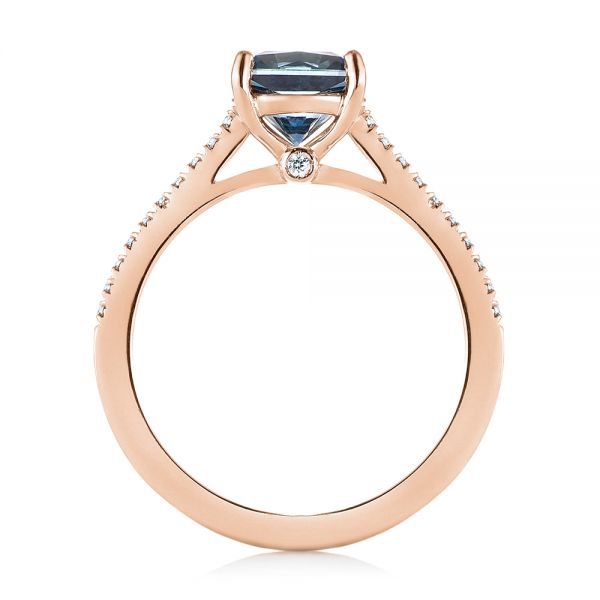 14k Rose Gold 14k Rose Gold Custom Blue-green Sapphire And Diamond Engagement Ring - Front View - 103590