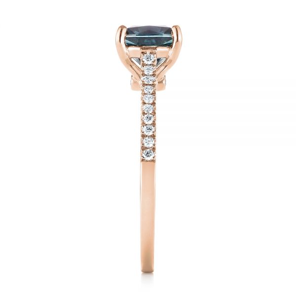 14k Rose Gold 14k Rose Gold Custom Blue-green Sapphire And Diamond Engagement Ring - Side View - 103590