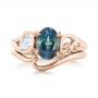 14k Rose Gold 14k Rose Gold Custom Blue-green Sapphire And Diamond Engagement Ring - Top View -  103450 - Thumbnail