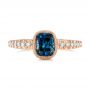 14k Rose Gold Custom Blue-green Sapphire And Diamond Engagement Ring - Top View -  103606 - Thumbnail