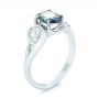 18k White Gold 18k White Gold Custom Blue-green Sapphire And Diamond Engagement Ring - Three-Quarter View -  103450 - Thumbnail