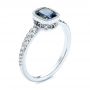 14k White Gold 14k White Gold Custom Blue-green Sapphire And Diamond Engagement Ring - Three-Quarter View -  103606 - Thumbnail