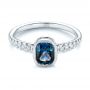  Platinum Platinum Custom Blue-green Sapphire And Diamond Engagement Ring - Flat View -  103606 - Thumbnail