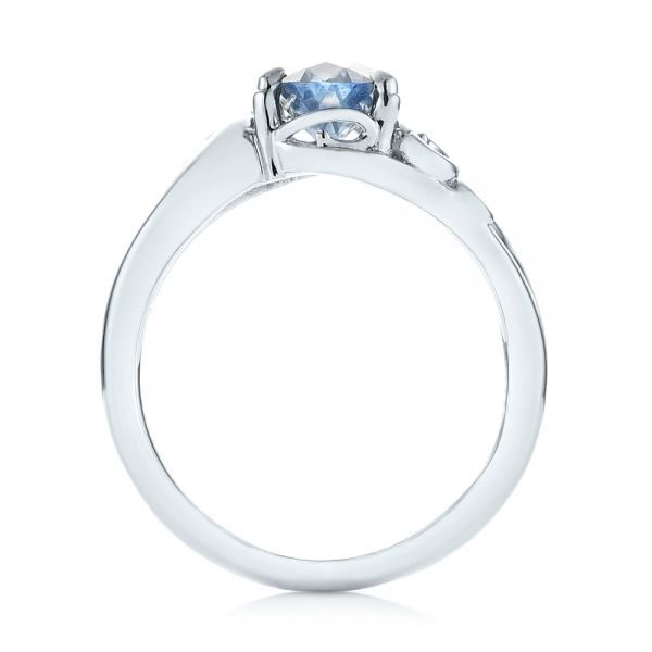  Platinum Custom Blue-green Sapphire And Diamond Engagement Ring - Front View -  103450