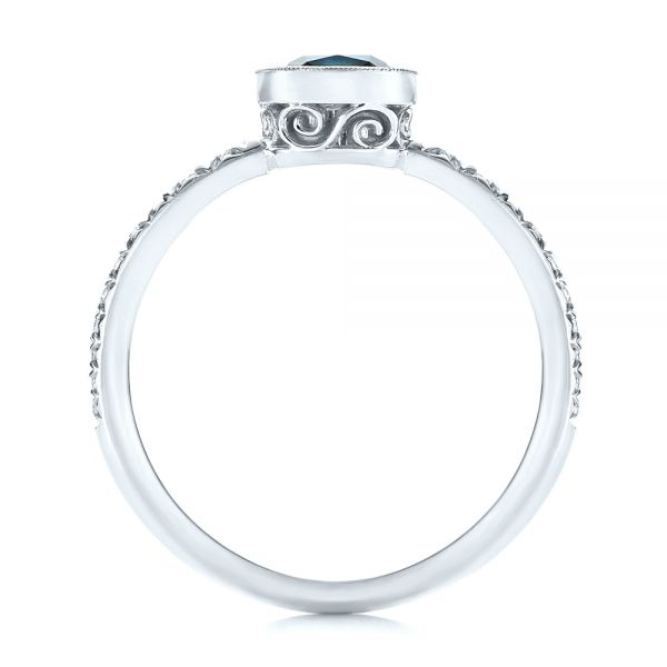  Platinum Platinum Custom Blue-green Sapphire And Diamond Engagement Ring - Front View -  103606