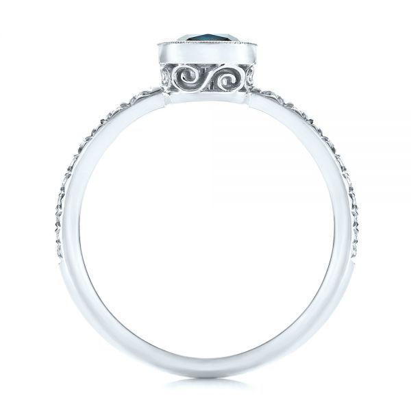 14k White Gold 14k White Gold Custom Blue-green Sapphire And Diamond Engagement Ring - Front View - 103606