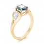 14k Yellow Gold Custom Blue-green Sapphire And Diamond Engagement Ring