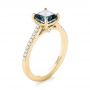 14k Yellow Gold 14k Yellow Gold Custom Blue-green Sapphire And Diamond Engagement Ring - Three-Quarter View -  103590 - Thumbnail