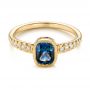 18k Yellow Gold 18k Yellow Gold Custom Blue-green Sapphire And Diamond Engagement Ring - Flat View -  103606 - Thumbnail