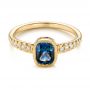 18k Yellow Gold 18k Yellow Gold Custom Blue-green Sapphire And Diamond Engagement Ring - Flat View -  103606 - Thumbnail
