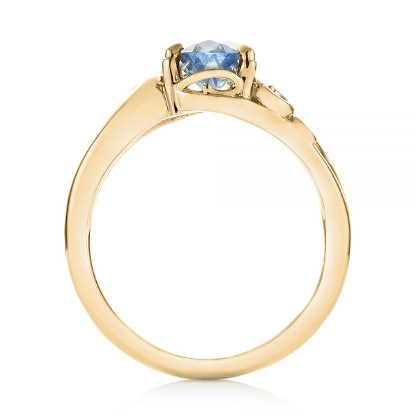 18k Yellow Gold 18k Yellow Gold Custom Blue-green Sapphire And Diamond Engagement Ring - Front View -  103450