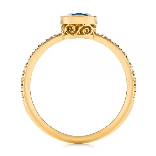 18k Yellow Gold 18k Yellow Gold Custom Blue-green Sapphire And Diamond Engagement Ring - Front View - 103606