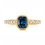 18k Yellow Gold 18k Yellow Gold Custom Blue-green Sapphire And Diamond Engagement Ring - Top View -  103606 - Thumbnail