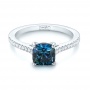 18k White Gold 18k White Gold Custom Blue-green Sapphire And Diamond Engagement Ring - Flat View -  103590 - Thumbnail