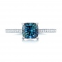 18k White Gold 18k White Gold Custom Blue-green Sapphire And Diamond Engagement Ring - Top View -  103590 - Thumbnail