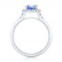 14k White Gold Custom Blue Sapphire Amethyst And Diamond Halo Engagement Ring - Front View -  102892 - Thumbnail