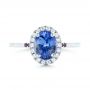  Platinum Platinum Custom Blue Sapphire Amethyst And Diamond Halo Engagement Ring - Top View -  102892 - Thumbnail