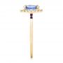 14k Yellow Gold 14k Yellow Gold Custom Blue Sapphire Amethyst And Diamond Halo Engagement Ring - Side View -  102892 - Thumbnail