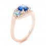 18k Rose Gold 18k Rose Gold Custom Blue Sapphire Aquamarine And Diamond Engagement Ring - Three-Quarter View -  102782 - Thumbnail