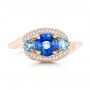 18k Rose Gold 18k Rose Gold Custom Blue Sapphire Aquamarine And Diamond Engagement Ring - Top View -  102782 - Thumbnail