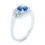 14k White Gold Custom Blue Sapphire Aquamarine And Diamond Engagement Ring - Three-Quarter View -  102782 - Thumbnail