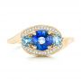 14k Yellow Gold 14k Yellow Gold Custom Blue Sapphire Aquamarine And Diamond Engagement Ring - Top View -  102782 - Thumbnail