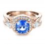 14k Rose Gold 14k Rose Gold Custom Blue Sapphire Engagement Ring - Flat View -  1432 - Thumbnail