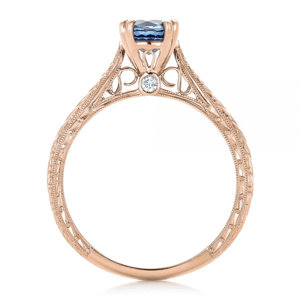 18k Rose Gold 18k Rose Gold Custom Blue Sapphire Engagement Ring - Front View -  102304