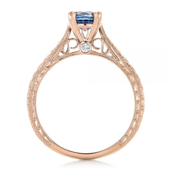 14k Rose Gold 14k Rose Gold Custom Blue Sapphire Engagement Ring - Front View - 102304