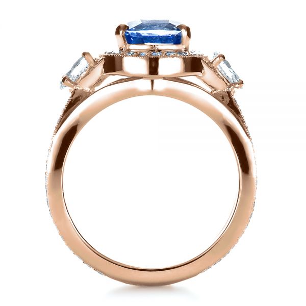 18k Rose Gold 18k Rose Gold Custom Blue Sapphire Engagement Ring - Front View -  1432