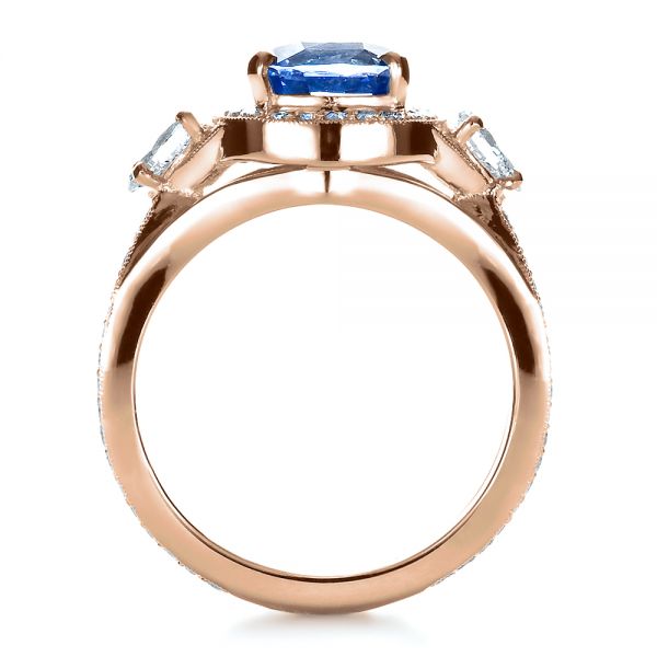 14k Rose Gold 14k Rose Gold Custom Blue Sapphire Engagement Ring - Front View - 1432