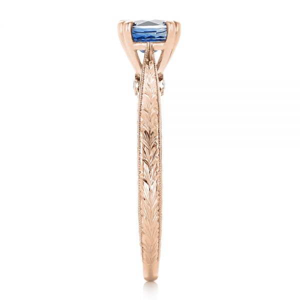 18k Rose Gold 18k Rose Gold Custom Blue Sapphire Engagement Ring - Side View -  102304