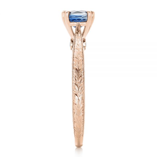 14k Rose Gold 14k Rose Gold Custom Blue Sapphire Engagement Ring - Side View - 102304