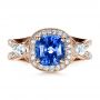 18k Rose Gold 18k Rose Gold Custom Blue Sapphire Engagement Ring - Top View -  1432 - Thumbnail