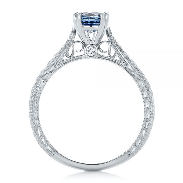  Platinum Platinum Custom Blue Sapphire Engagement Ring - Front View -  102304