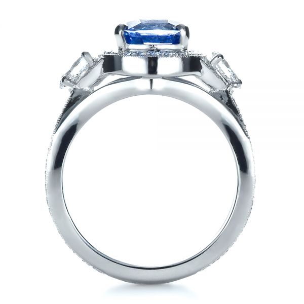 Platinum Custom Blue Sapphire Engagement Ring - Front View - 1432