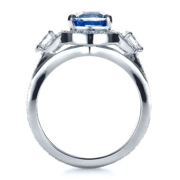 14k White Gold 14k White Gold Custom Blue Sapphire Engagement Ring - Front View -  1432