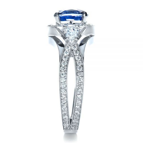  Platinum Custom Blue Sapphire Engagement Ring - Side View -  1432