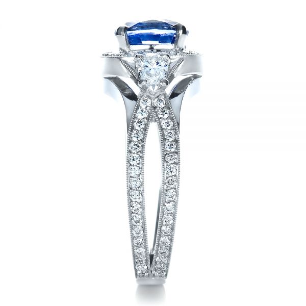 Platinum Custom Blue Sapphire Engagement Ring - Side View - 1432