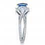  Platinum Custom Blue Sapphire Engagement Ring - Side View -  1432 - Thumbnail