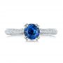 18k White Gold Custom Blue Sapphire Engagement Ring - Top View -  102304 - Thumbnail