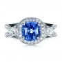 18k White Gold 18k White Gold Custom Blue Sapphire Engagement Ring - Top View -  1432 - Thumbnail