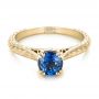 18k Yellow Gold 18k Yellow Gold Custom Blue Sapphire Engagement Ring - Flat View -  102304 - Thumbnail